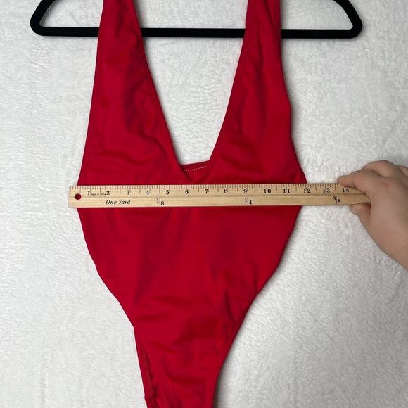 Dippin Daisy’s Deep V Red One Piece High Leg Low Back Sz S Summer Beach Sexy - Picture 11 of 13